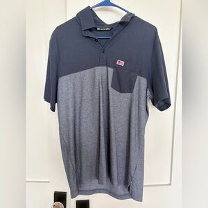 Travis Mathew Two-Tone Navy and Heather Gray Polo
